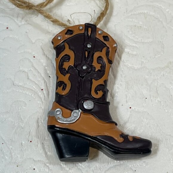 Western Cowboy/Cowgirl Boot Christmas Tree Hanging Ornament 2" Tall - Picture 8 of 10